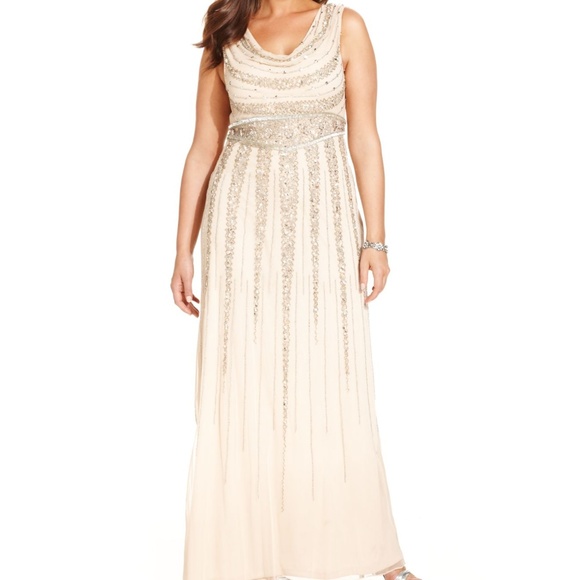 Beaded Cowl Neck Dress